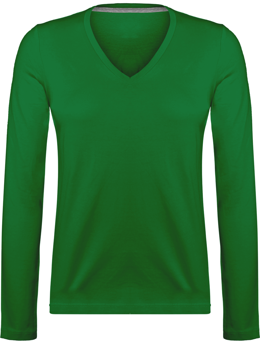 Long Sleeve V Neck T-Shirt 185Gr Kelly Green