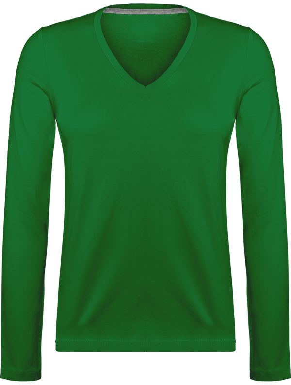 Tee-Shirt À Manches Longues Col V 185Gr  Kelly Green