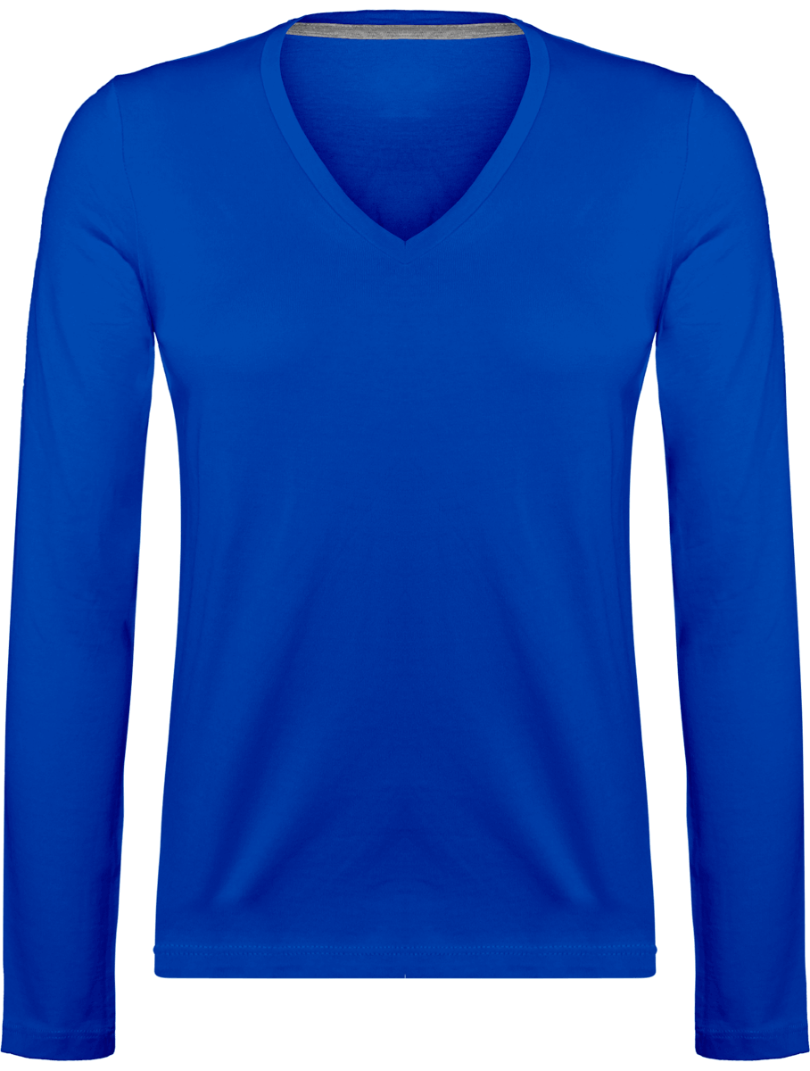 Long Sleeve V Neck T-Shirt 185Gr Light Royal Blue