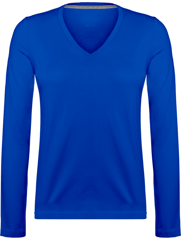 Long Sleeve V-Neck T-Shirt 185Gr Light Royal Blue