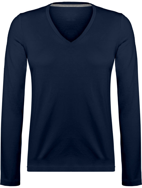 Long Sleeve V-Neck T-Shirt 185Gr Navy