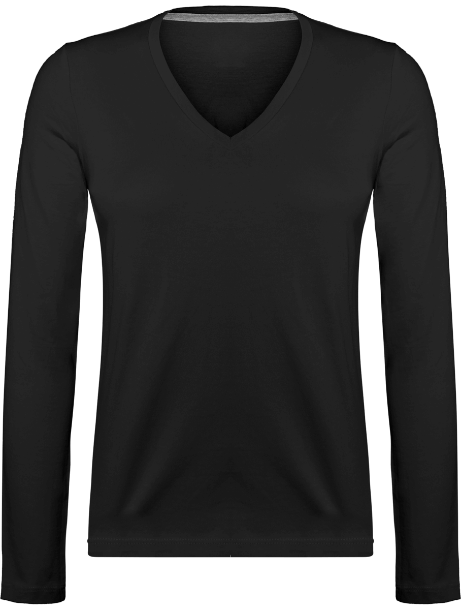 Long Sleeve V-Neck T-Shirt 185Gr Dark Grey