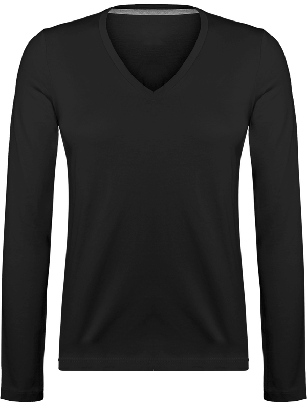 Long Sleeve V-Neck T-Shirt 185Gr Dark Grey