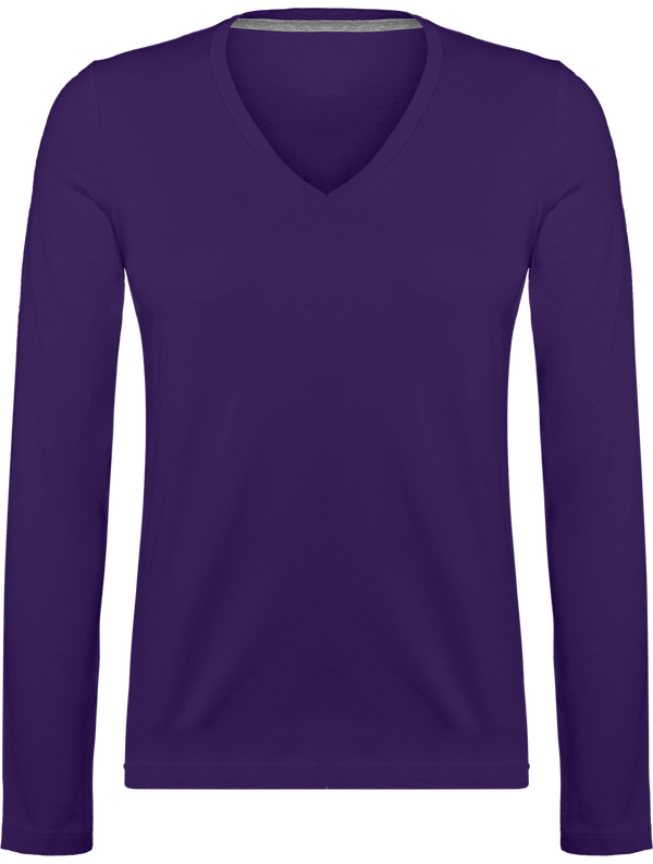 Long Sleeve V-Neck T-Shirt 185Gr Purple