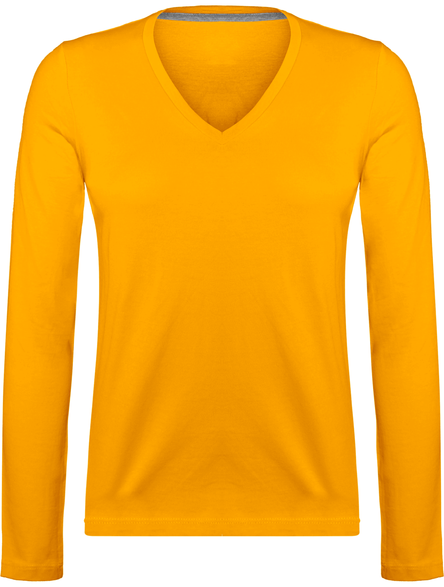Long Sleeve V-Neck T-Shirt 185Gr Yellow