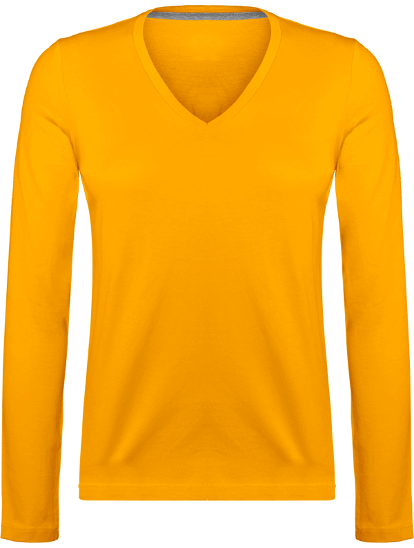 Long Sleeve V-Neck T-Shirt 185Gr Yellow