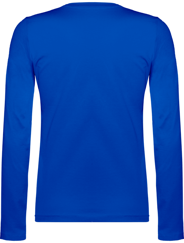 T shirt manches longues col v femme dos Light Royal Blue