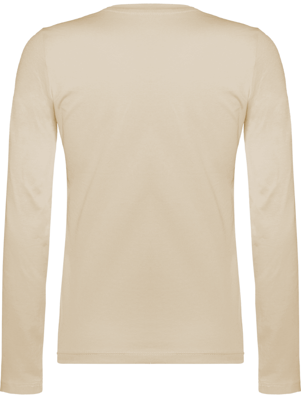 T shirt manches longues col v femme dos Light Sand