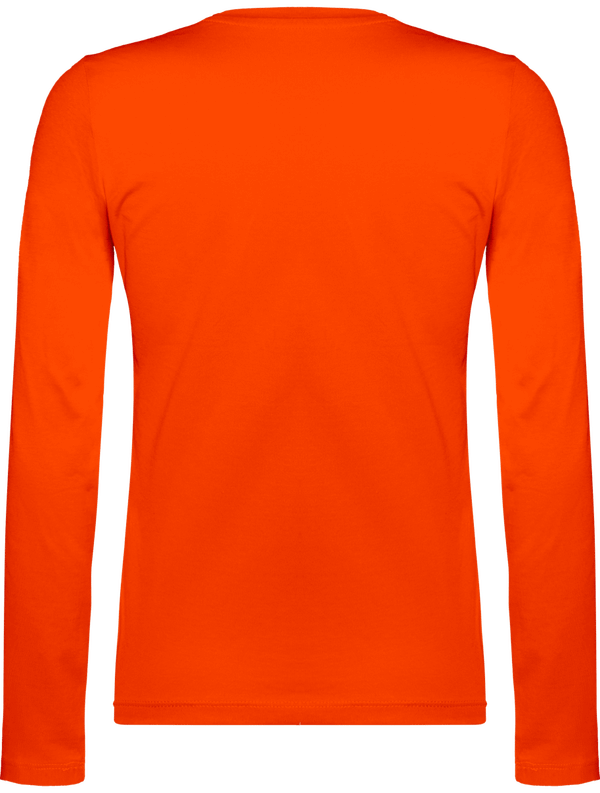 T shirt manches longues col v femme dos Orange