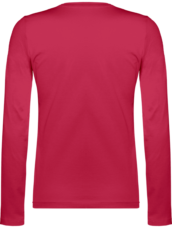 T shirt manches longues col v femme dos Fuchsia