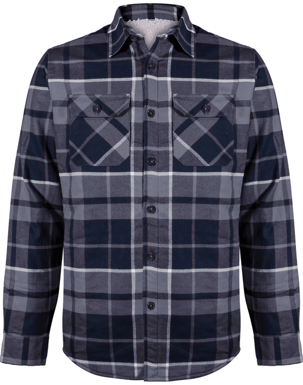 Surchemise a carreaux doublee sherpa face Storm grey / Navy