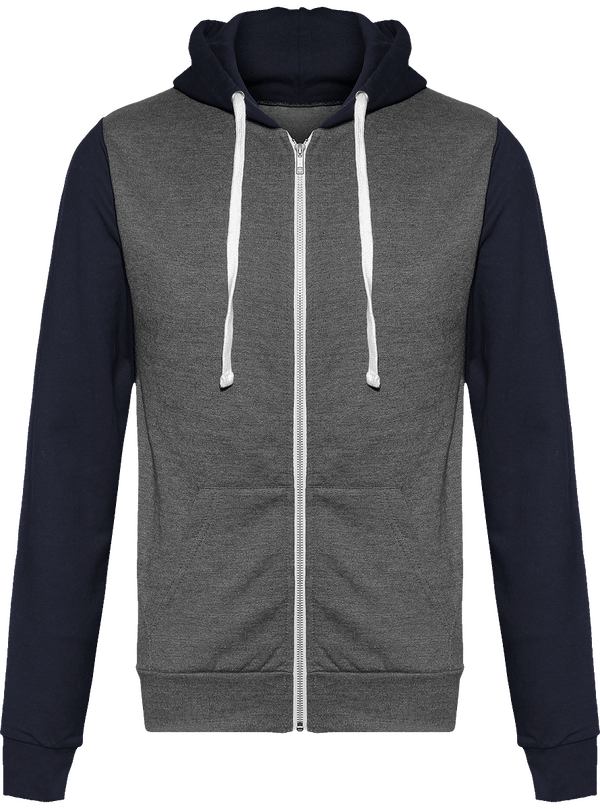 Sweat a capuche zippe retro face Charcoal Grey / Oxford Navy