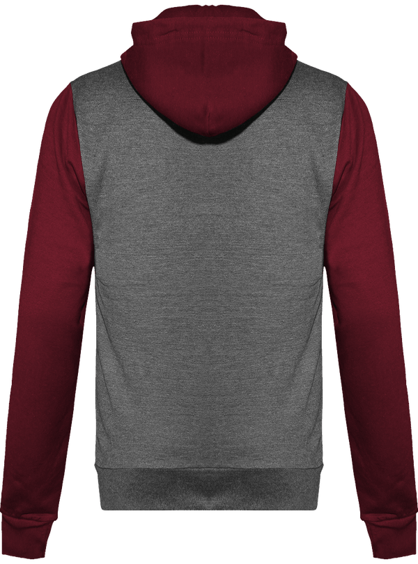 Sweat a capuche zippe retro dos Charcoal Grey / Burgundy