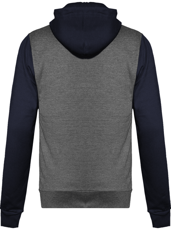 Sweat a capuche zippe retro dos Charcoal Grey / Oxford Navy