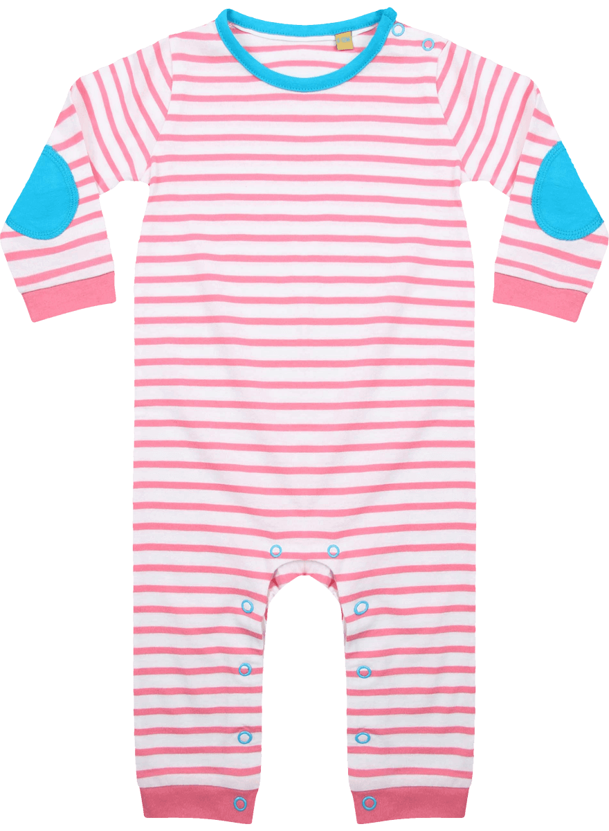 Body Pyjama Bébé En 100% Coton | Broderie Et Impression Pink / White
