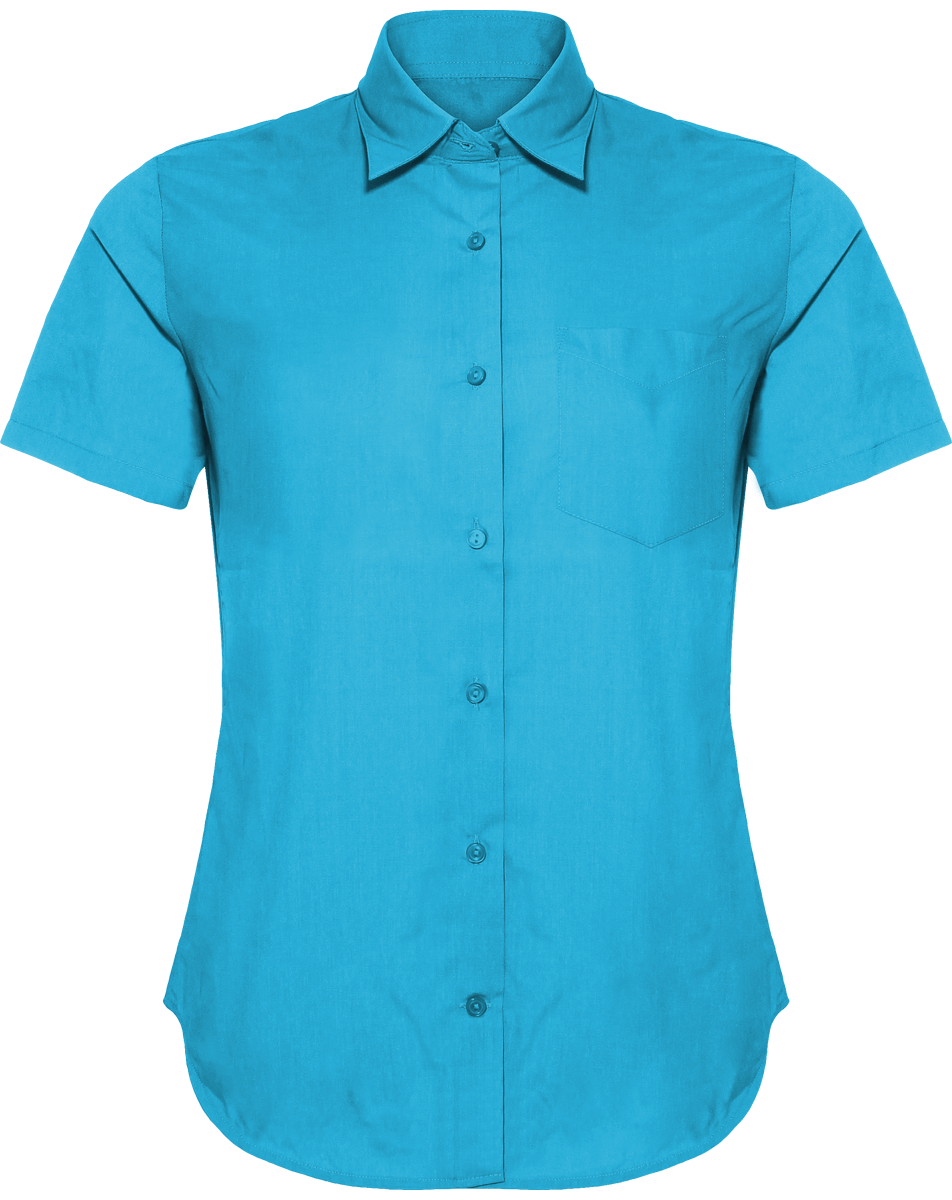 Short Sleeve Shirt Women Bright Turquoise