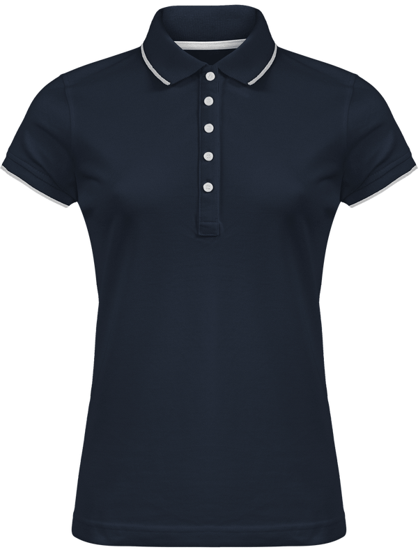 Polo femme col lisere face Navy / White / Red