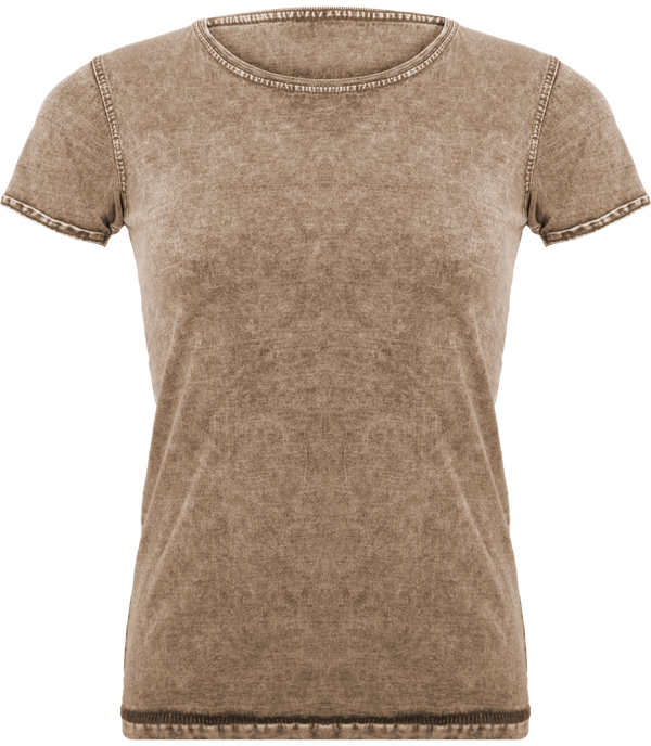 T-Shirt Délavé Vintage Femme | 100% Coton | Brodé Et Imprimé Rusty Clash