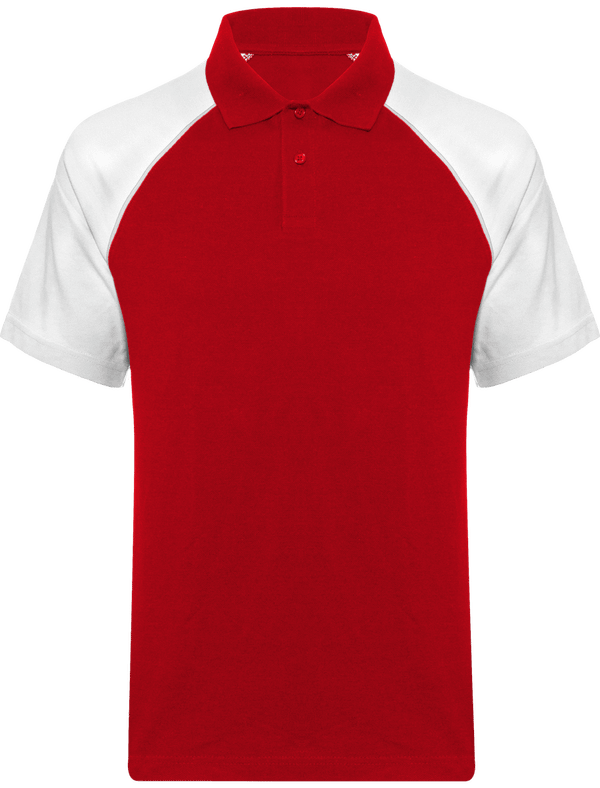 Polo Baseball Homme | 100% Coton Maille Piquée Red / White