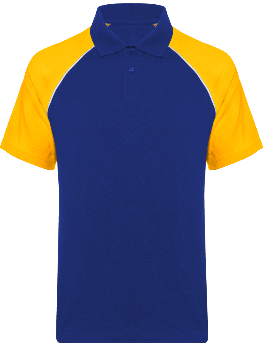 Polo Baseball Homme | 100% Coton Maille Piquée Royal Blue / Yellow