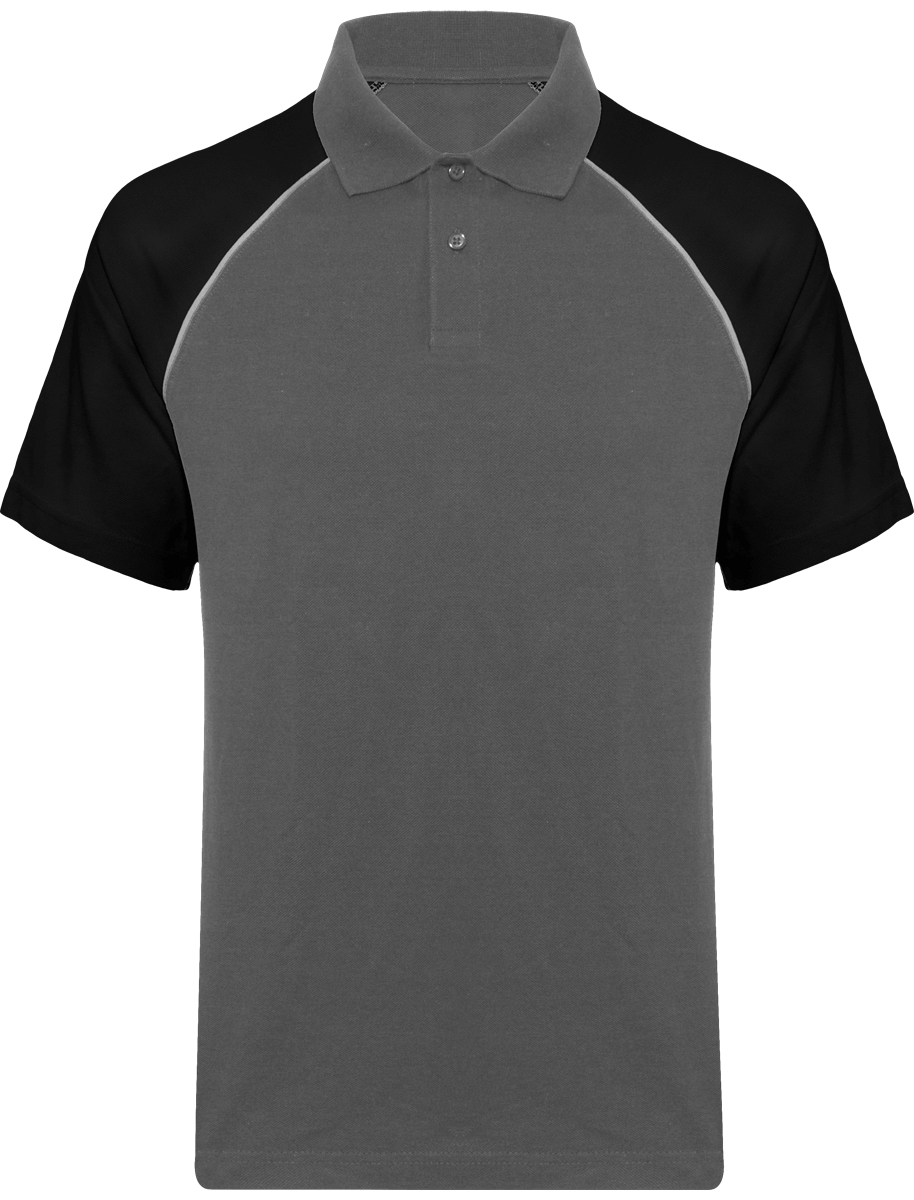 Polo Baseball Homme | 100% Coton Maille Piquée Slate Grey / Black