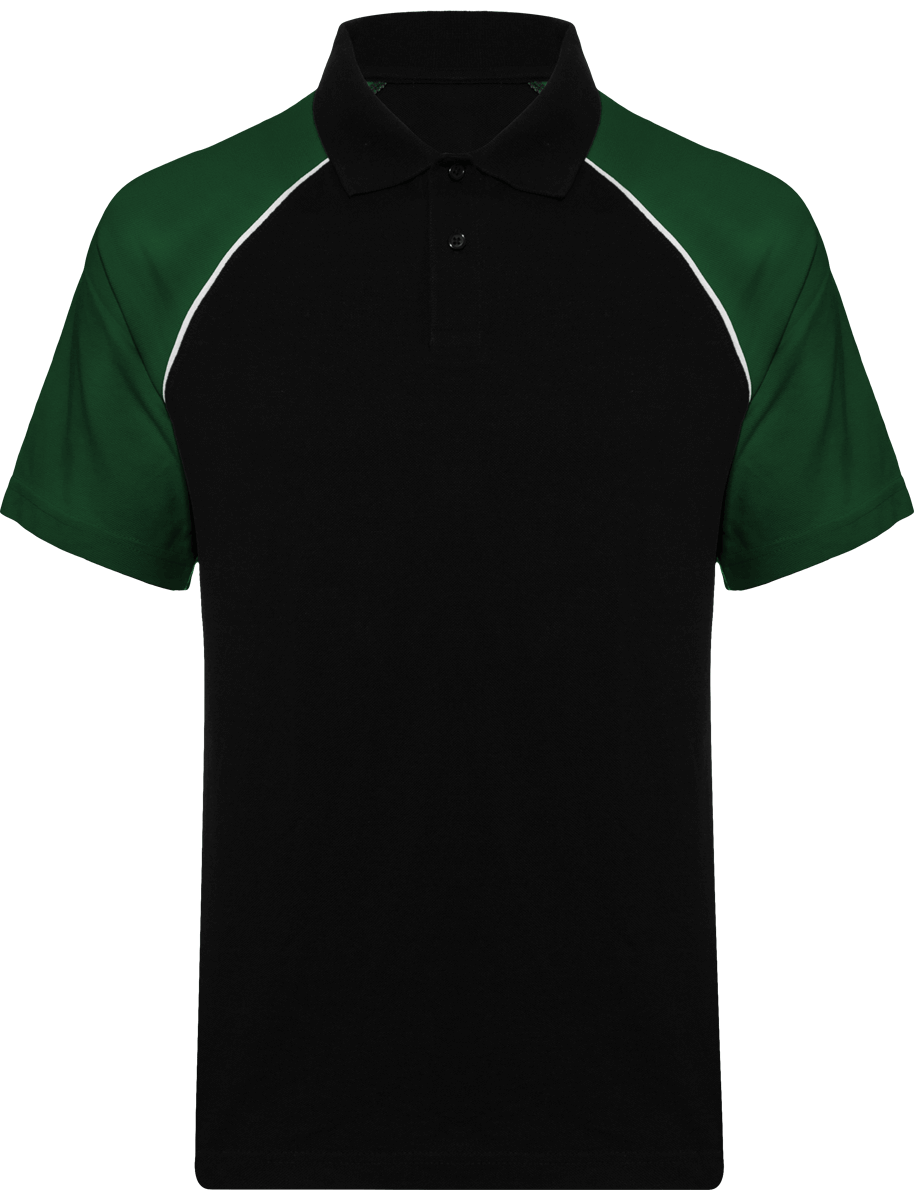 Polo Baseball Homme | 100% Coton Maille Piquée Black / Green