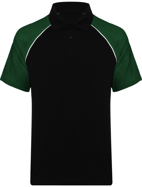 Polo baseball manches contrastes face Black / Green