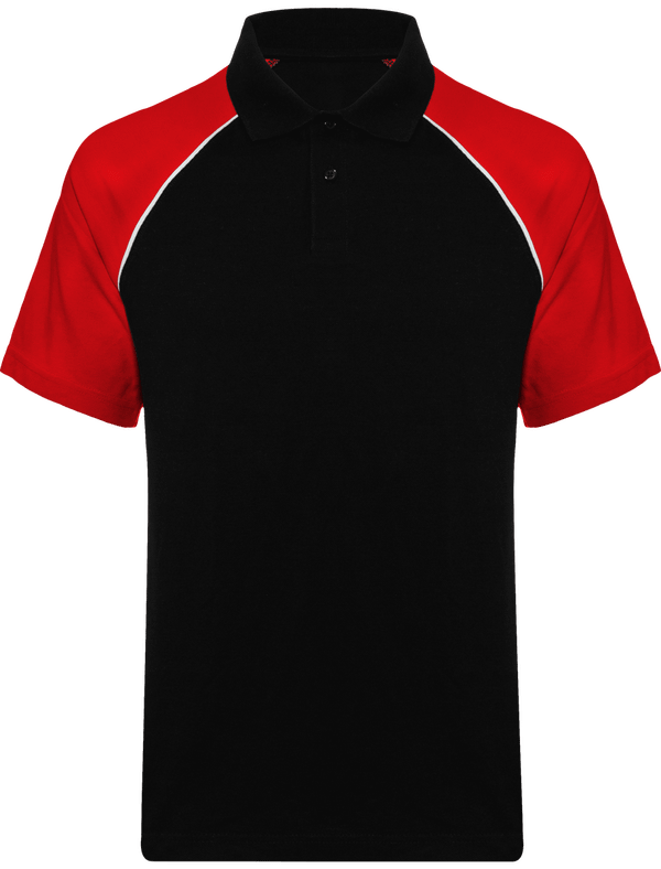 Polo Baseball Homme | 100% Coton Maille Piquée Black / Red