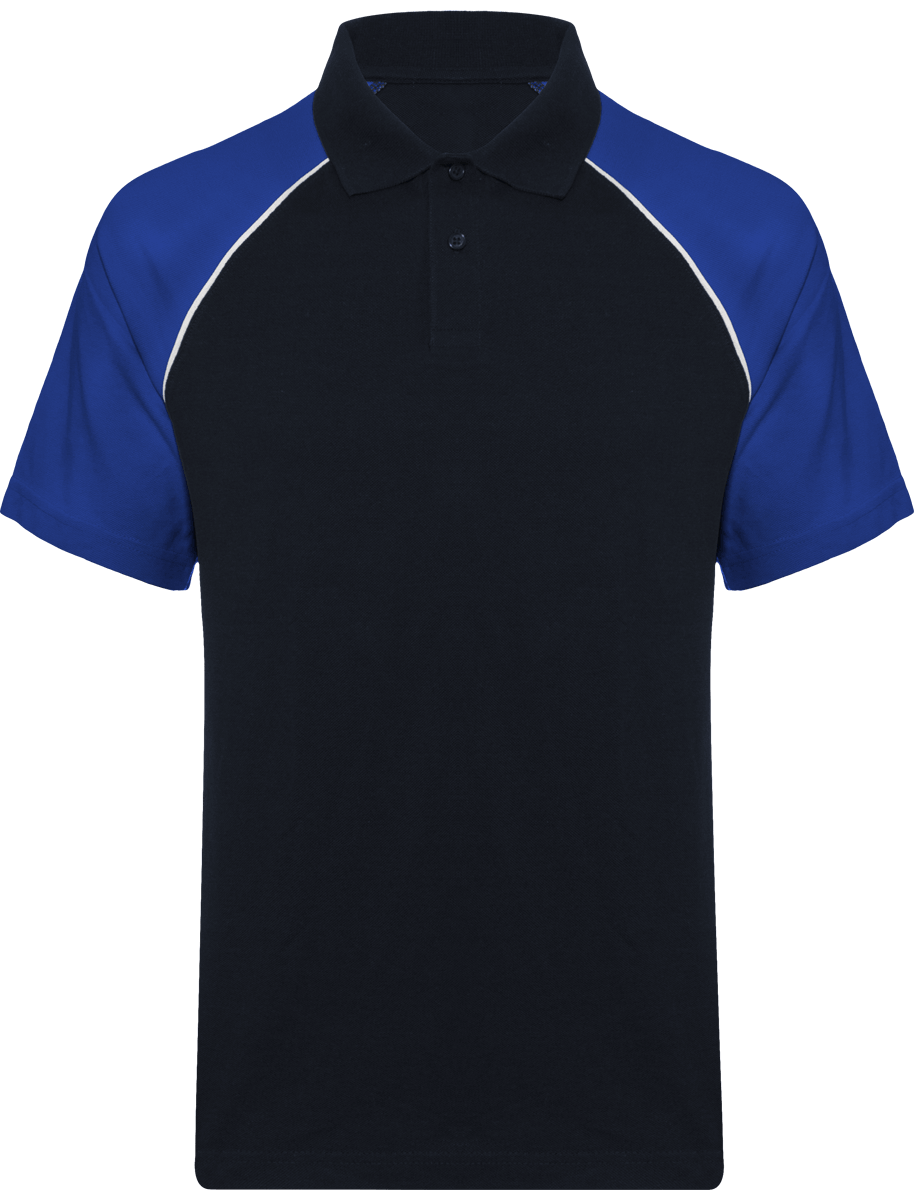 Polo Baseball Homme | 100% Coton Maille Piquée Navy / Royal Blue