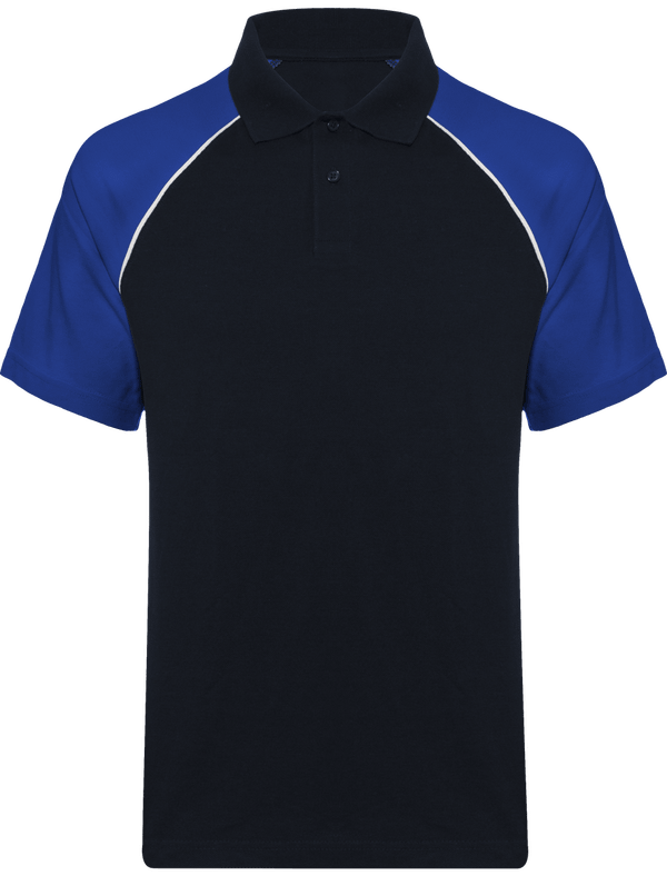 Polo Baseball Homme | 100% Coton Maille Piquée Navy / Royal Blue