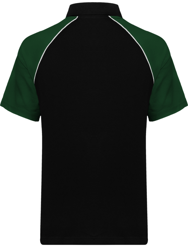 Polo baseball manches contrastes dos Black / Green