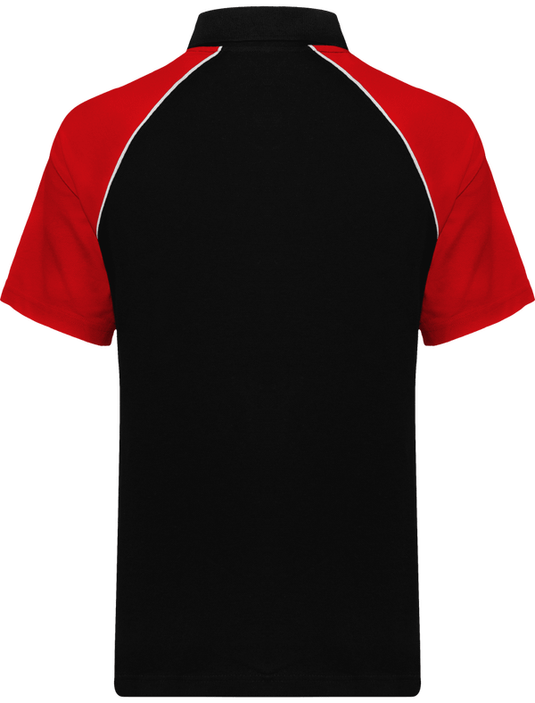 Polo baseball manches contrastes dos Black / Red