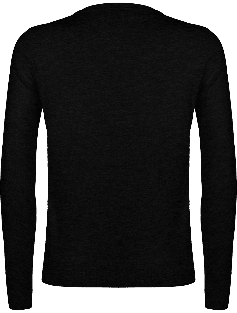 Pull over merinos col v femme dos Black Heather