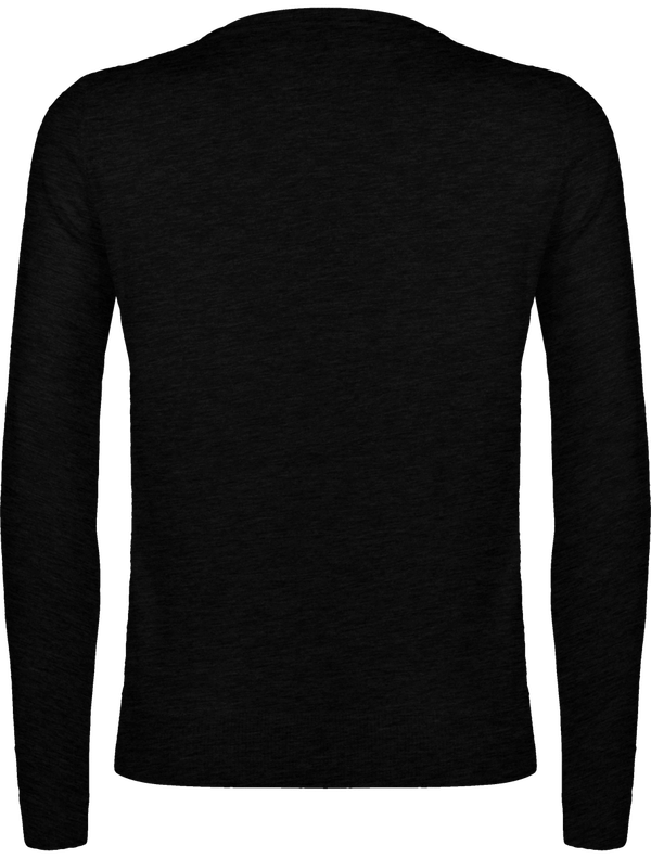 Pull over merinos col v femme dos Black Heather