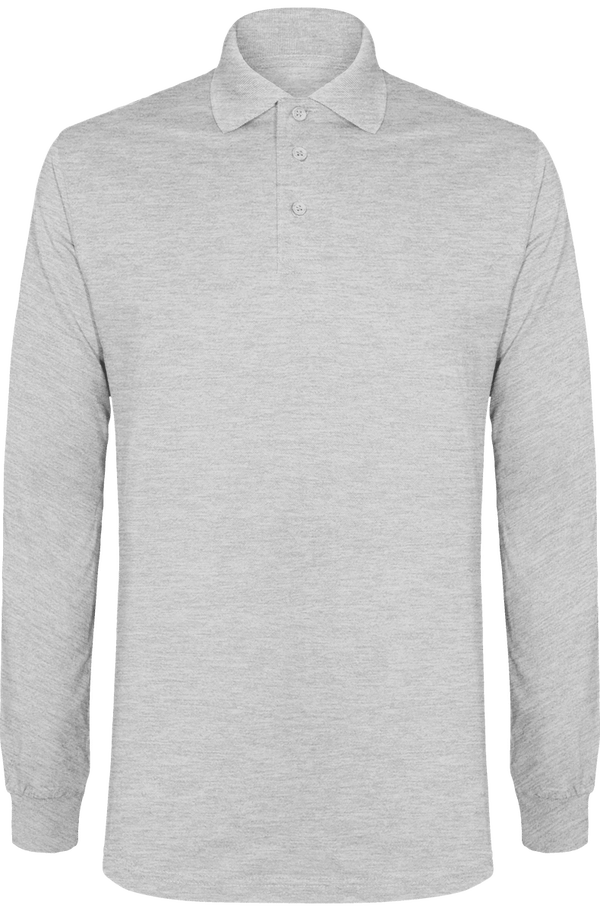 Polo Maille Piquée Manches Longues Heather Grey