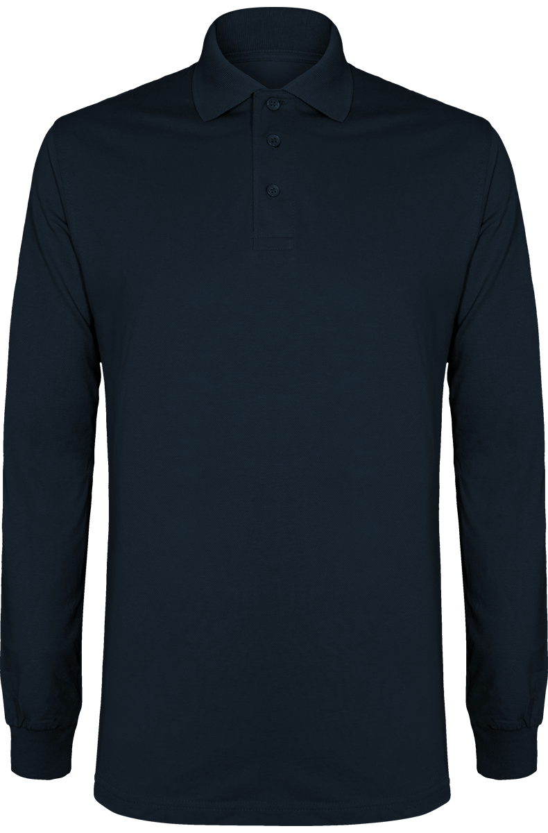 Long Sleeve Piqué Knit Polo Navy