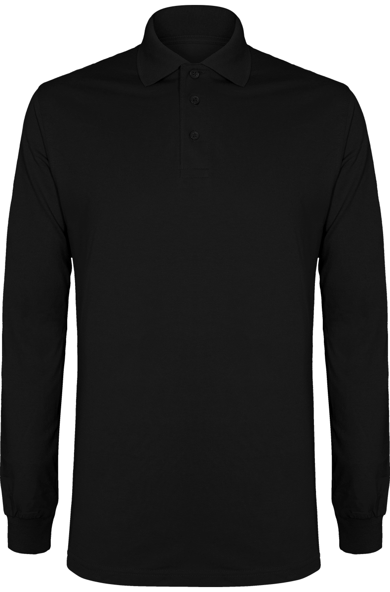 Pique Mesh Long-Sleeved Polo Shirt Black