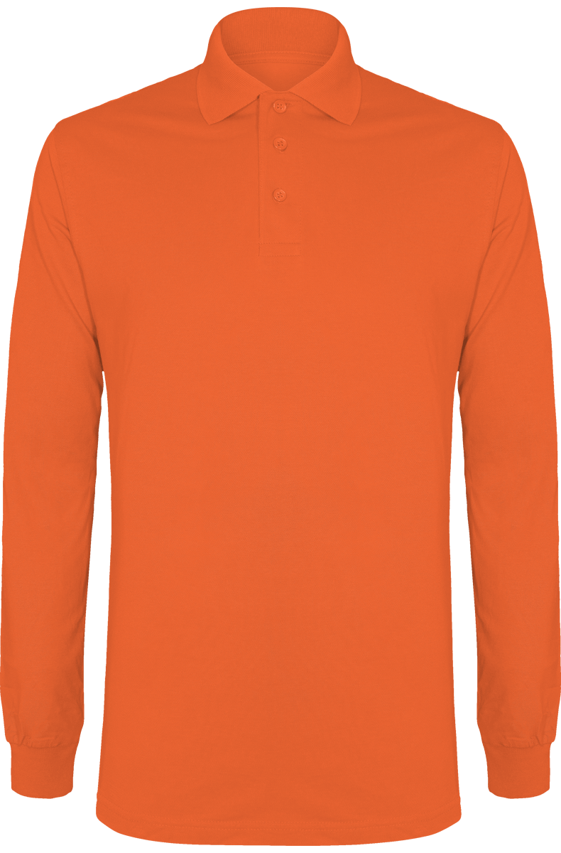 Pique Mesh Long-Sleeved Polo Shirt Pumpkin Orange