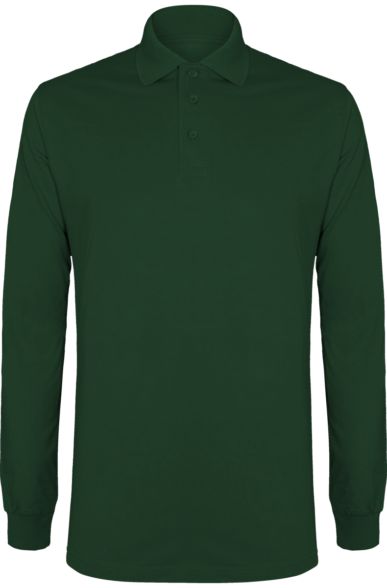 Long Sleeve Piqué Knit Polo Bottle Green
