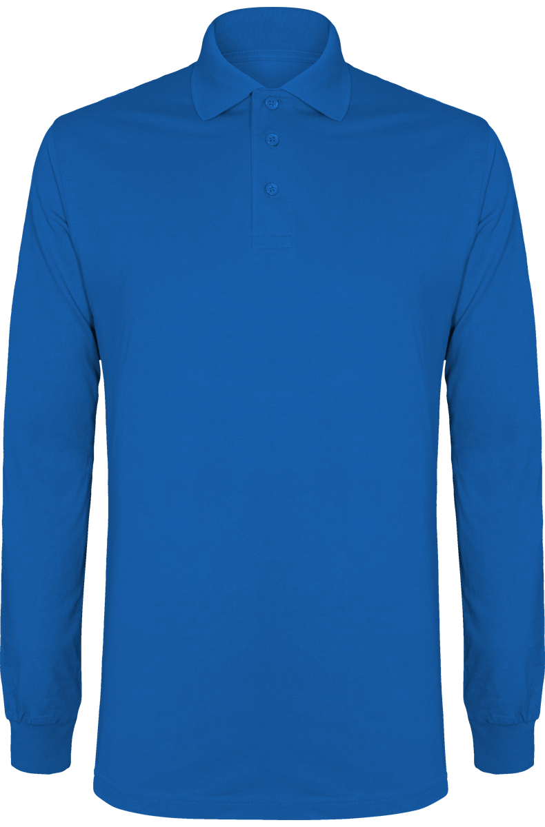 Pique Mesh Long-Sleeved Polo Shirt Royal Blue