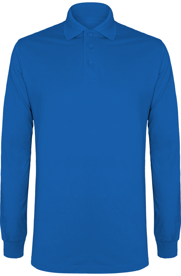 Polo Maille Piquée Manches Longues Royal Blue