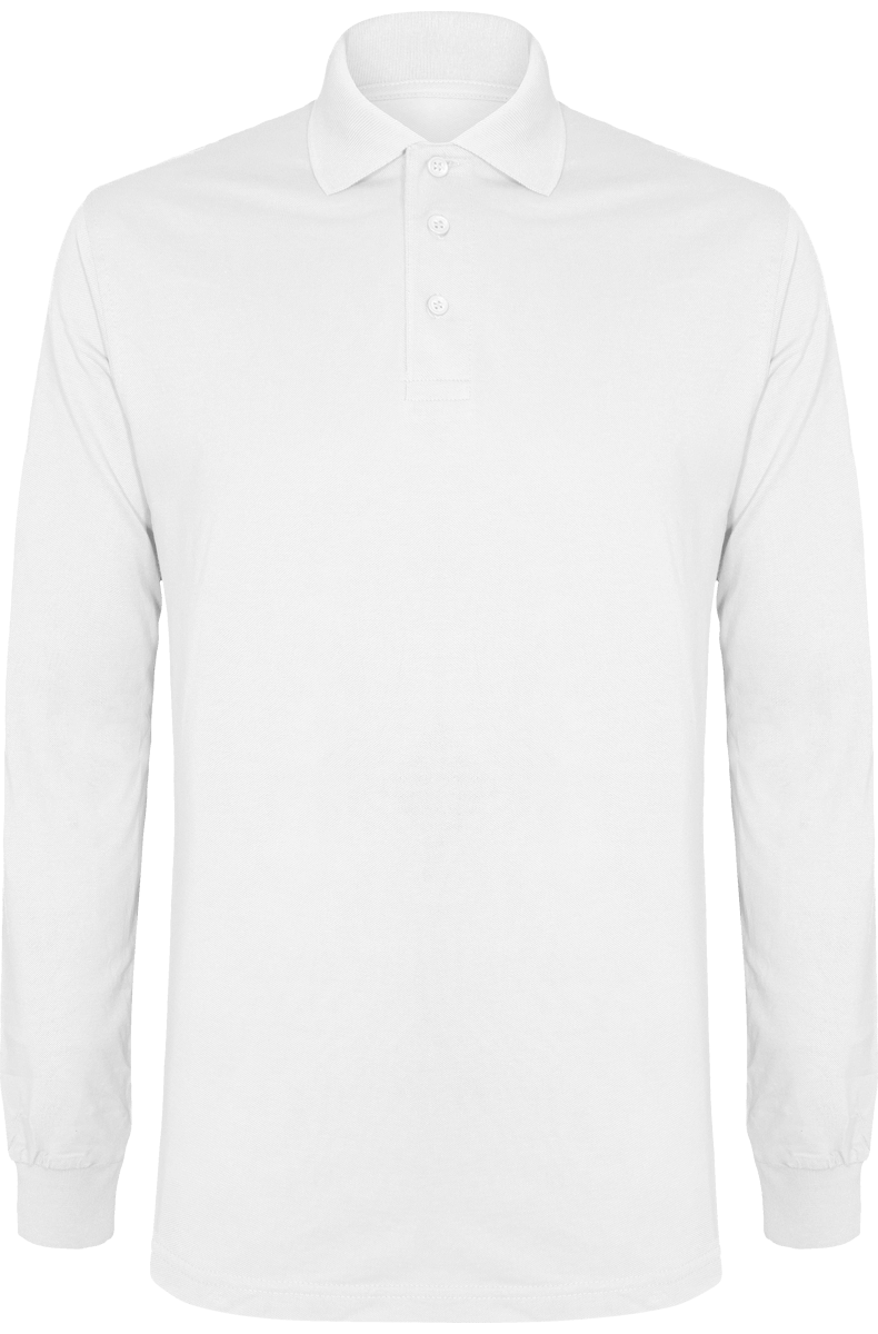 Long Sleeve Piqué Knit Polo White