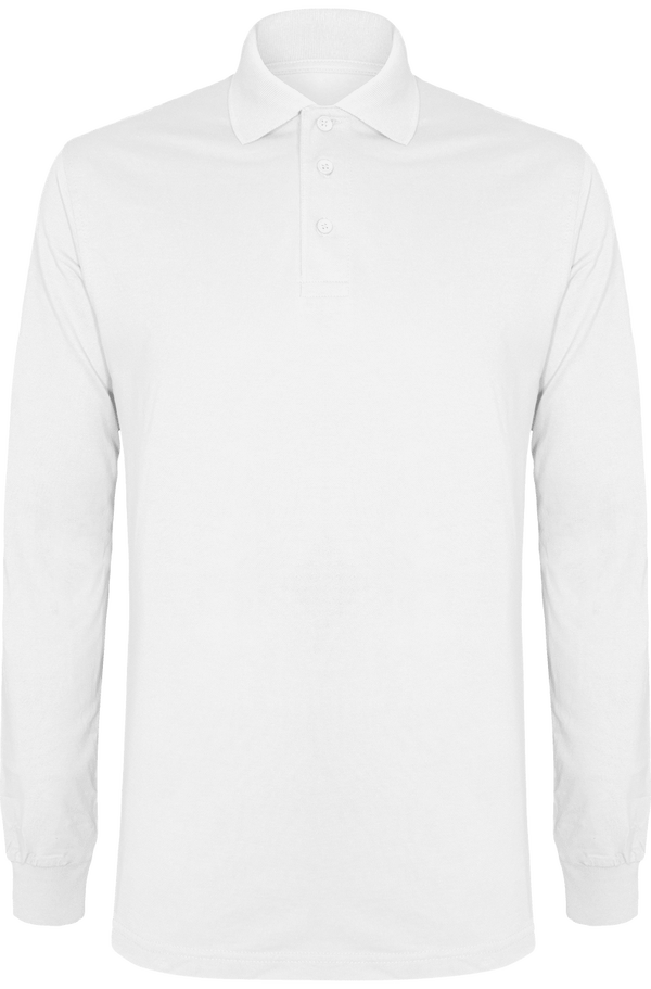 Long Sleeve Piqué Knit Polo White