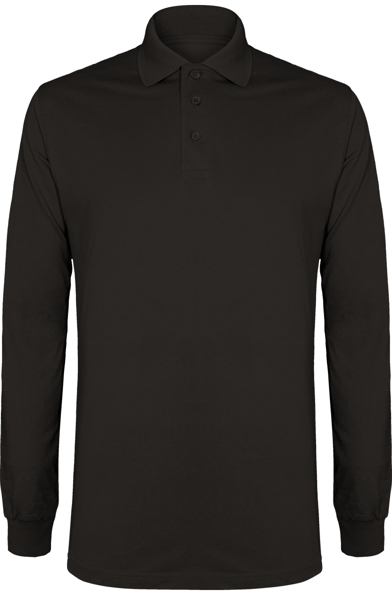 Pique Mesh Long-Sleeved Polo Shirt Brown