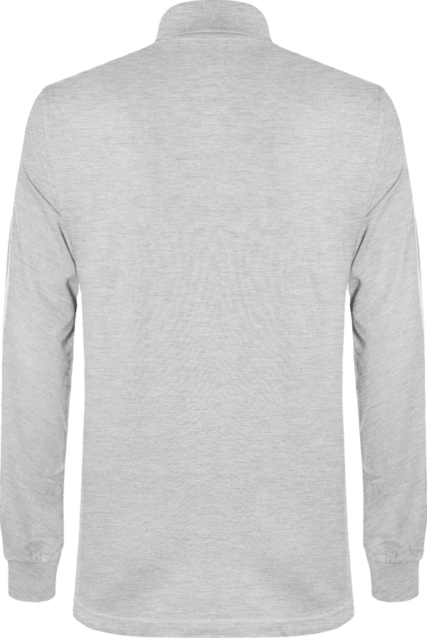 Polo manches longues homme 220g dos Heather Grey