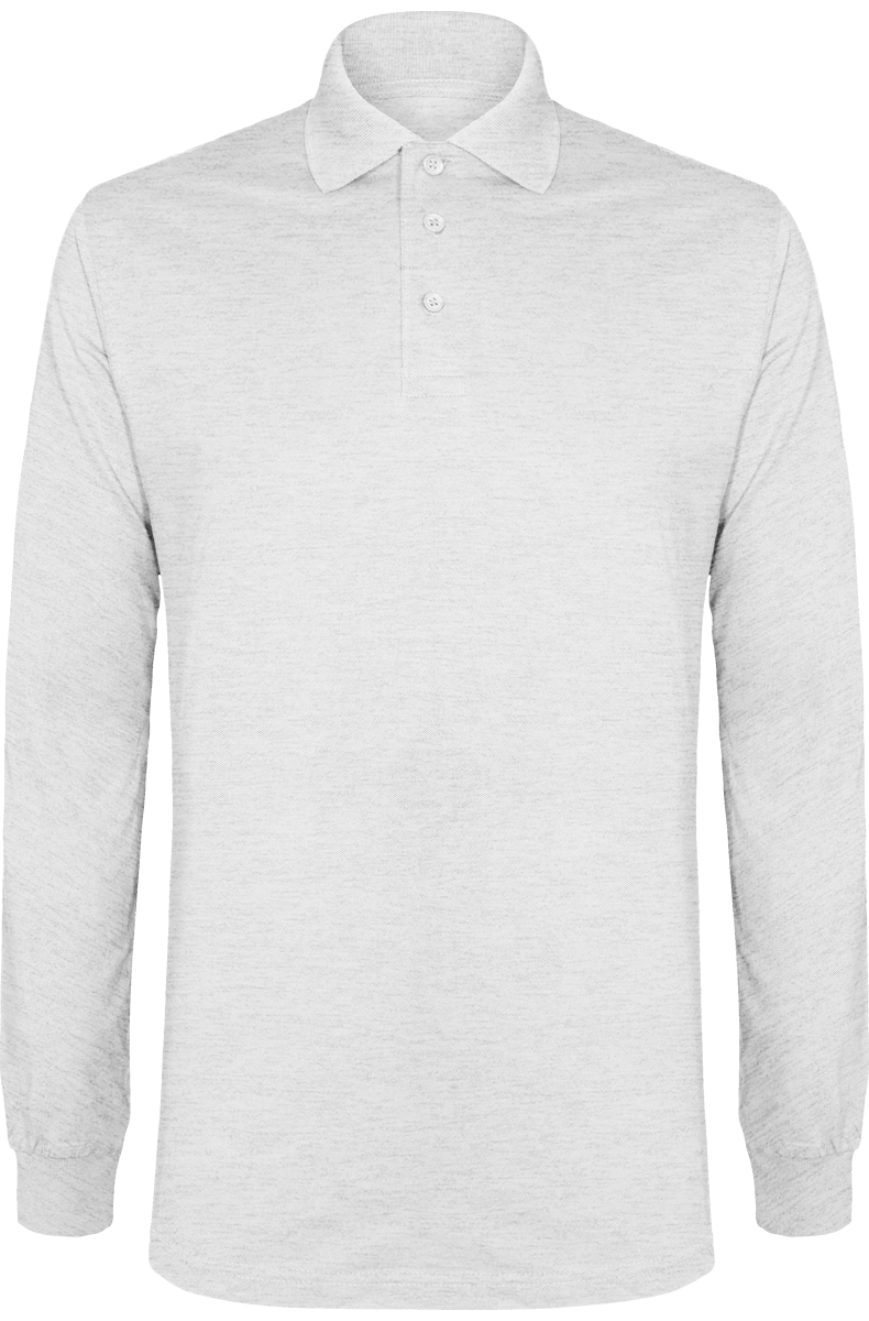 Pique Mesh Long-Sleeved Polo Shirt Ash