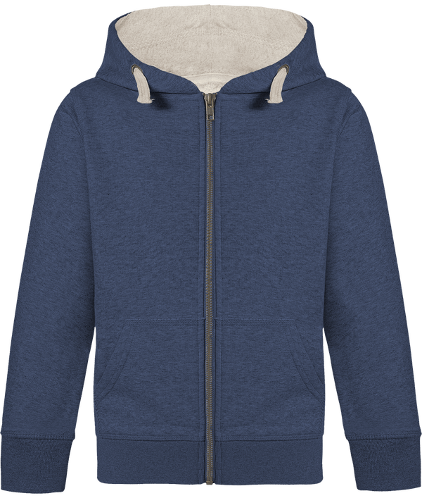 Sweat shirt zippe enfant mini voyages sherpa face Dark Heather Blue