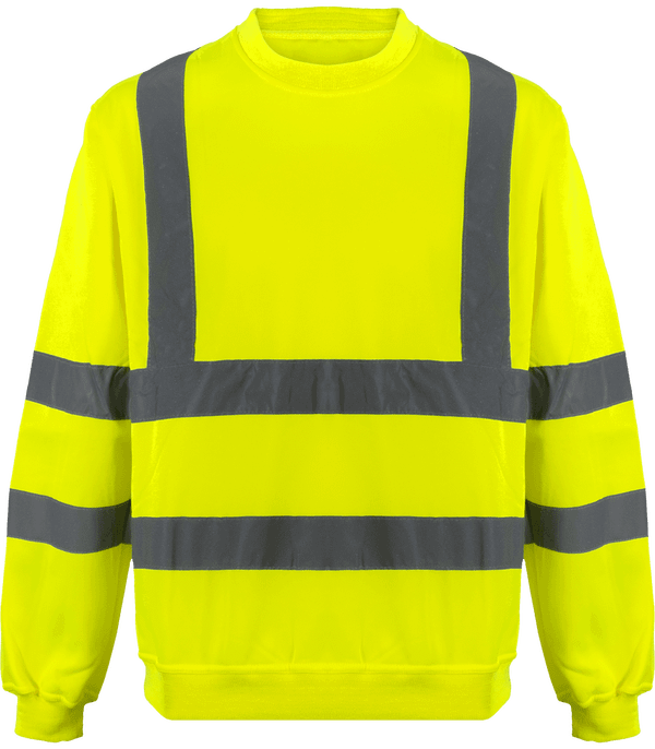 Sweat shirt col rond haute visibilite face Hi Vis Yellow