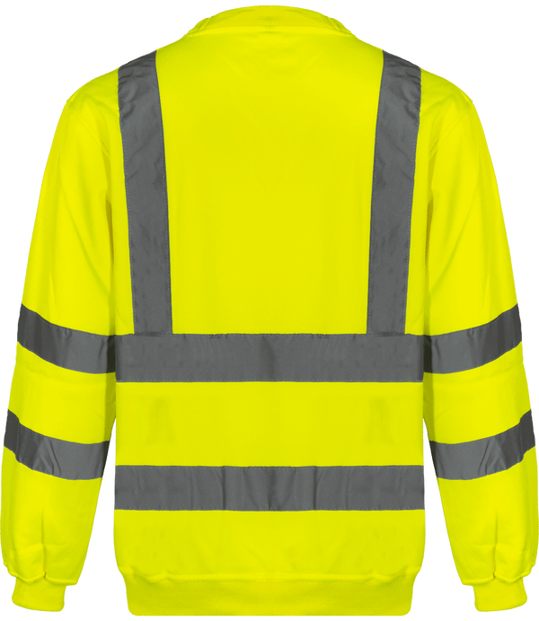 Sweat shirt col rond haute visibilite dos Hi Vis Yellow