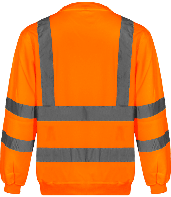 Sweat shirt col rond haute visibilite dos Hi Vis Orange